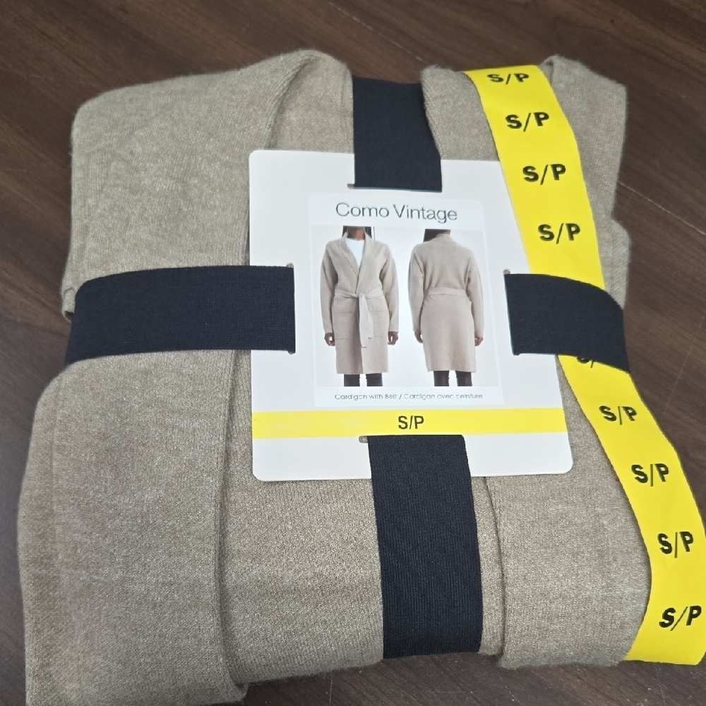 Como Vintage Size S Beige Midi Length Cardigan With Belt